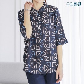 우일인견 중년여성 빅사이즈까지 시원한 인견 반오픈 블라우스 트라이앵글