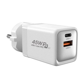 UM2 GaN PD3.0 PPS 45W 초고속 미니 2포트 멀티충전기 GANPD45W-AC, 화이트, 1개