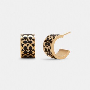 코치 시그니처 에나멜 허그 이어링 C7770 GDBLK Signature Enamel Huggie Earrings