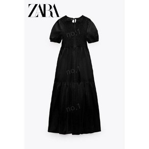 자라원피스 블랙 퍼프 롱 원피스 ZARA