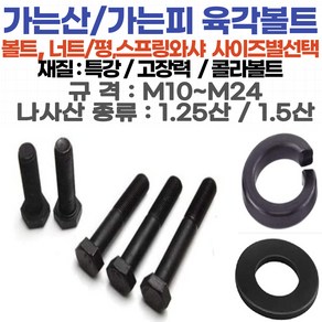 가는산 육각볼트 M10-20mm~M24-150mm 1.5산(피치)특강/고장력 특강평와샤 특강 스프링와샤 특강 육각너트1.25산~1.5산, 가는산육각볼트M10-20mm1.25산피치/특강고장력, 1개