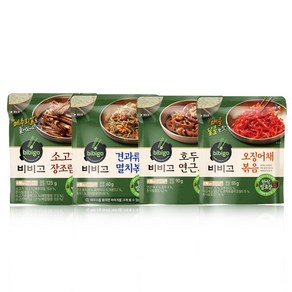 올따옴 CJ 냉장 비비고 (소고기장조림125g+견과류멸치볶음60g+호두연근조림90g+오징어채볶음55g) 4종1세트