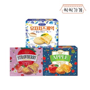 [씩씩가게] 청우 과일쿠키 3종 1개씩(유자치즈케익 그랑쉘2종), 190g, 1개