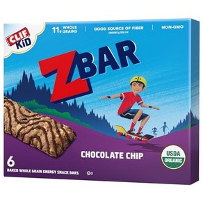 CLIF Kid Zba - Chocolate Chip - Soft Baked Whole CLIF Kid Zba - 초콜릿 칩 - 부드럽게 구운 통곡물 스낵바 - USDA 유기, 36g, 6개