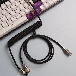 라보테 고급 항공 코일 키보드 케이블 파스텔 컬러 USB to C, 1개, 블랙, 1.5m