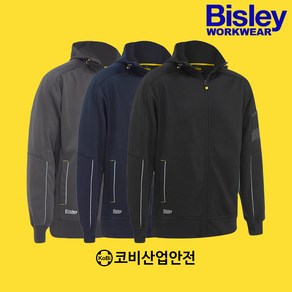 Bisley비즐리 워크웨어 워크 플리스 짚 후드(셰르파 안감) BK6925, 차콜 Chacoal, 1개