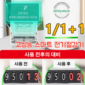 1/1+1 고성능 스마트 전기절감기 독일 특허업그레이드된 전기절감기 에너지 절약/과부하/과전압 보호, 절전기*1+1, 1개