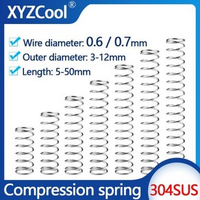 용품 스테인레스 스틸 압축 스프링 기계 코일 압력 릴리스 리턴 와이어 직경 0.6mm 0.7mm 10 개, 1개