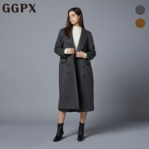 GGPX 더블 카라 버튼 헤링본 울 코트 GOBCT003F