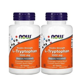 NOW Foods 나우푸드 더블스트렝스 엘 트립토판 L-Typtophan 1000mg 60x2개 120 타블렛, 60정, 2개