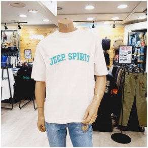 지프 불광점 한정할인 세련되고 깔끔한 배색 레터링 포인트의 남여공용 JEEP SPIRIT 코튼 반팔티!!