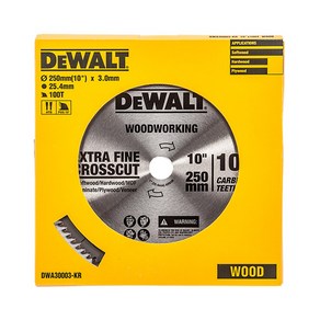 [디월트]원형톱날 목재 250mm 10인치 100T DWA30003, 1개