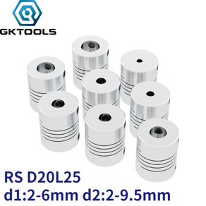 샤프트 커플링 GKTOOLS 알루미늄 CNC 모터 죠 커플러 유연한 OD 20x25mm 233.174566.35899.510mm 직송, 1개