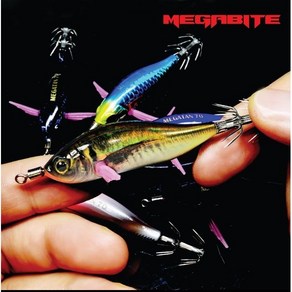 [낚시장터] MEGABITE MEGATAN 메가탄 케이무라 UV코팅 프리미엄 베이트 수평에기 메가탄에기 MB23 70mm, 10 RED HEAD B.PURPLE, 1개