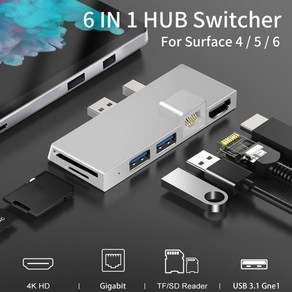 서피스 프로 6 7 8 X용 USB 허브 하드 드라이브 도킹 스테이션 4K 호환 USB 31 Gen 1 도킹 스테이션 하드 디스크 어댑터, 2.black, 1개