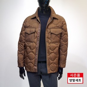 [파렌하이트] 24FW 브라운 포켓 카라 셔츠형 덕다운 경량 패딩 점퍼 FJD6351 / 양말세트 증정