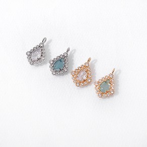 싼비즈 [7161-09]큐빅펜던트 테두리물방울 9.5x15mm 1개