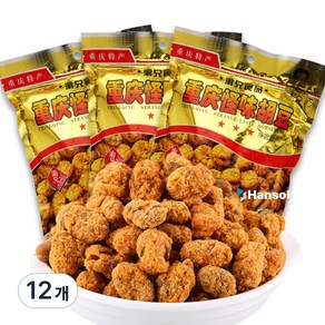 평안중국식품 달콤 마라맛 잠두콩 괴월후떠우 술안주 괴상한 잠두콩 튀김 중경 특산물 hudou 중국간식, 12개, 65g
