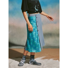 미미카위 [MIMICAWE] MONOGRAM BUTTON UP SKIRT/BLUE