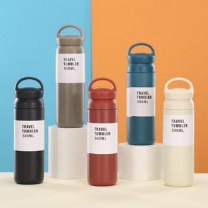 스텐 텀블러 보온 보냉 500ml 각인 라벨 제작 가능, 05D텀블러500-카키, 1개