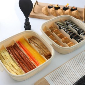 날짜표시 김밥재료 칸막이 보관용기 준비 소분 트레이 보관통 전자레인지, 1개