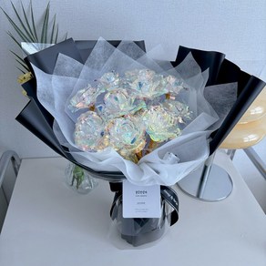 LED 등 홀로그램장미 10송이 꽃다발 기념일 여친선물, 1개, 블랙