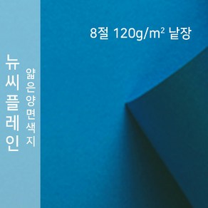 뉴씨플레인 종이문화 얇은 양면색지 120g 8절 낱장 1매 No.64 파랑, 1장