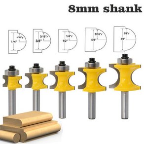 생크 불노즈 라우터 비트 기리 세트 C3 카바이드 팁 목공 커터 8mm 1PC, [06] 5PCS, 1) 5pcs 8mm shank, 5개