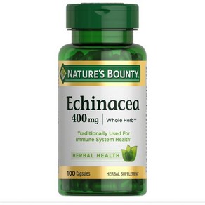 자연의 바운티 에키나시아 허브 보충제 면역 건강 지원 400mg 100캡슐, Echinacea, 100 Count (Pack of 1), 1개, 100정