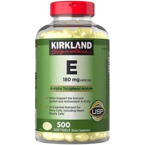 Kikland Vitamin E 180mg 400 IU Pe Seving 1-Pack of 500 Softgels, 1개, 500정