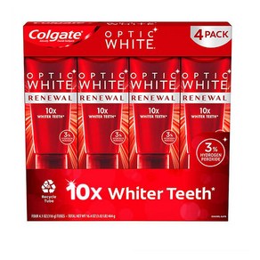 Colgate 콜게이트 옵틱 화이트 리뉴얼 화이트닝 치약 116g 4팩, 4개