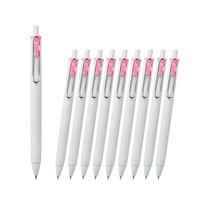 유니볼원 노크식 중성 잉크 볼펜 겔 잉크볼펜 0.38mm, 10개, 라이트핑크 (UMN S-38)