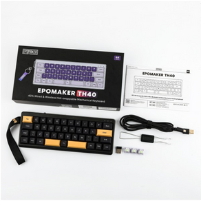 [cy] EPOMAKER TH40 40% 기계식 게이밍 키보드 전키핫스왑DIY gasket구조 무선 3모드 44키 RGB 3000mah 시즌신상, 블랙옐로우-플라밍고축(45+-5gf)