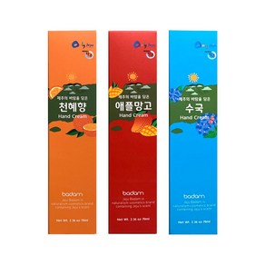 제주 바담 핸드크림 3종 (수국 애플망고 천혜향 향), 1개, 70g