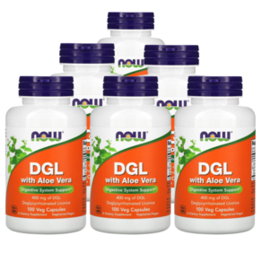 NOWFOODs 나우푸드 DGL 감초 뿌리 알로에베라 함유 400mg veggie caps, 100정, 6개