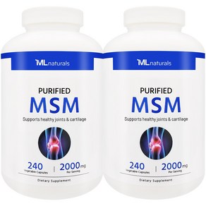 My Life [미국빠른직구] 신제품 마이라이프 내추럴스 식이유황 MSM 2000mg, 240정, 2개