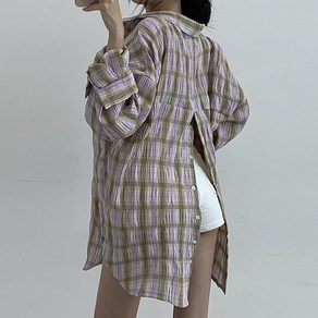 [가을신상] 백트임 오버핏 체크 롱남방