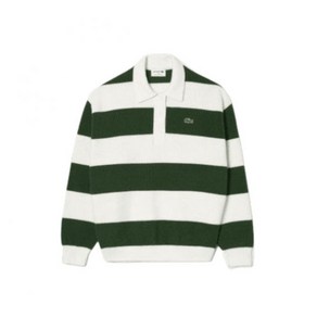 국내매장상품 LACOSTE 라코스테 니트 여성 스트라이프 L/S 폴로 스웨터 [그린] 333407