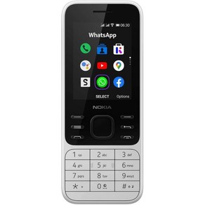 노키아 6300 4G  언락  듀얼 SIM  Wi-Fi 핫스팟  소셜 앱  구글 지도 및 어시스턴트  파우더 화이트, White