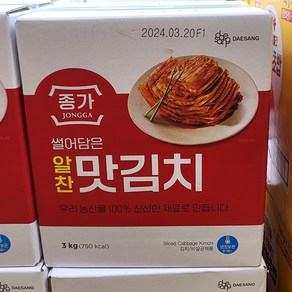 종가집 썰어담은 알찬맛김치 일반포장 동절기만, 3kg, 1박스