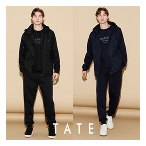 [테이트] ○TATE 24FW 남성 퀼팅 배색 트랙수트 3종 (후드집업+스웻셔츠+팬츠)