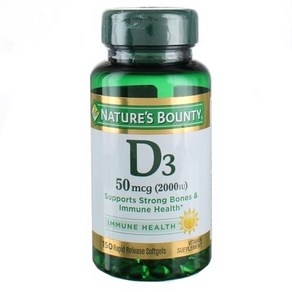 Natue's Bounty Vitamin D Immune Suppot Vitamin Natue's Bounty 비타민 D 면역 지원 비타민 보충제 2000 IU 5, 1개, 350정