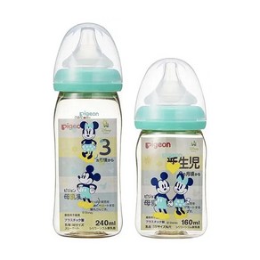 피죤 미키마우스 젖병 PPSU 디즈니캐릭터 젖꼭지 추가증정, GREEN, 2개, 240ml