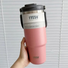 Tyeso 스테인레스 스틸 커피 컵 차갑고 이중층 절연 컵 텀블러 보온 물병 자동차 여행 머그잔 진공, Pink, 1개