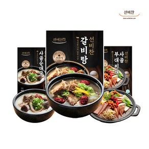 선비찬 인기즉석국 순대국2 부대찌개2 갈비탕2 혼합세트 총6봉, 1세트, 600g