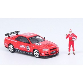 INNO Models IN64-R34-XMAS22 1 64 닛산 스카이 라인 GT-R R34 X'MAS 22 Special Edtion 산타 클로스 피규어 첨부 다이캐스트 미니카, 1개