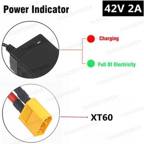 42V 2A 리튬 배터리 충전기 36V 이온 배터리팩 전기 자전거 스쿠터 바이크 샤오미 M365 액세서리, [10] XT60, 1개