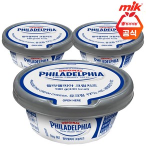 MIK 필라델피아 크림 치즈 190g x 3개, 200g