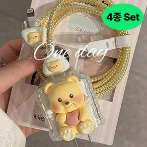 까사루미 충전기 보호캡 4종세트 케이블 단선방지 스프링 핸드폰 충전단자 보호, 1개, 08 엔젤베어