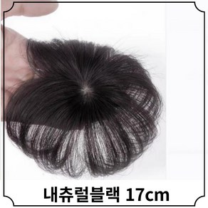 HAYU 정수리 가발 부분가발 수제 인모, 17cm, 1개, 내츄럴블랙